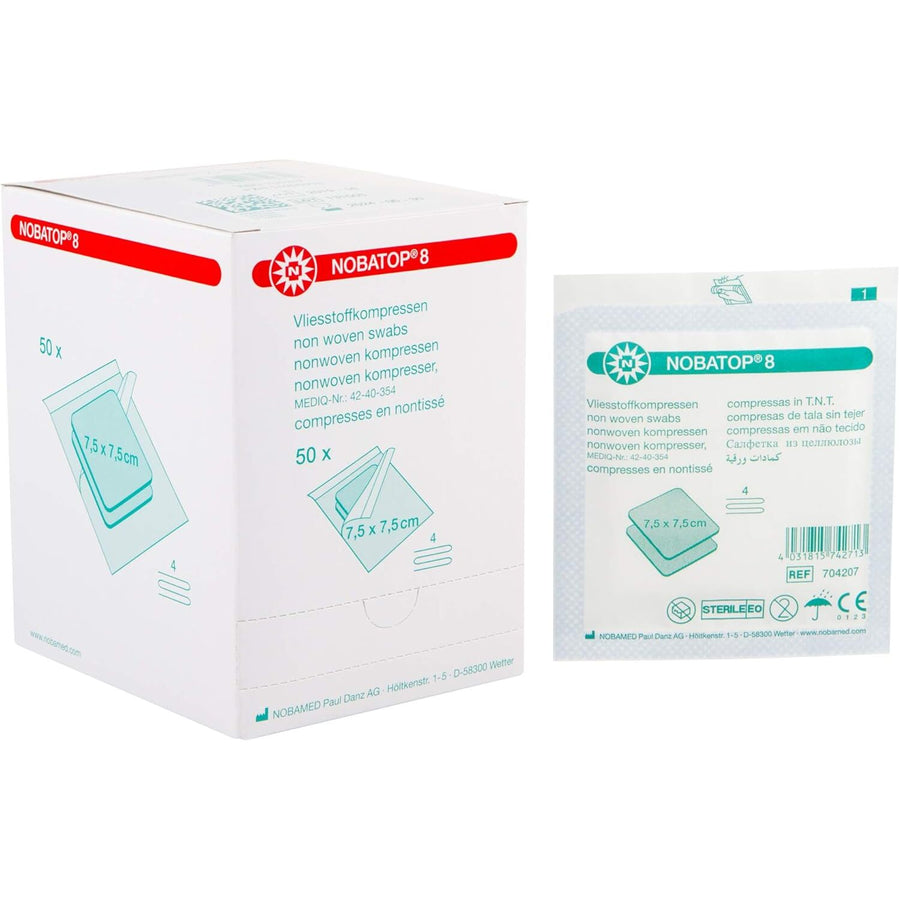 25 x 5Stk Vlieskompressen steril 4-lagig NOBATOP 8 von Nobamed 10 cm x 10 cm - 7...
