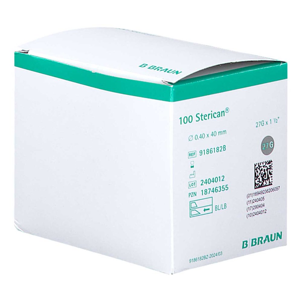 Sterican® Kanüle grau 27 G x ½ " 0,40 mm x 12 mm , Pack = 100 Stück